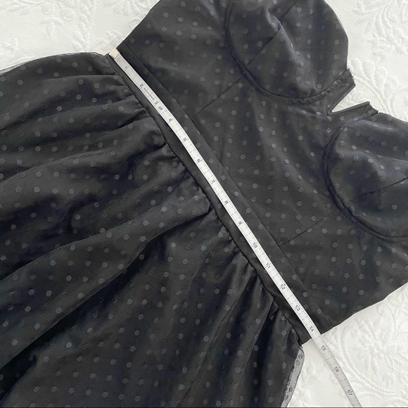 NWOT Lulus Romantic Spot Black Polka Dot Mesh Tiered Midi Dress - Picture 7 of 8